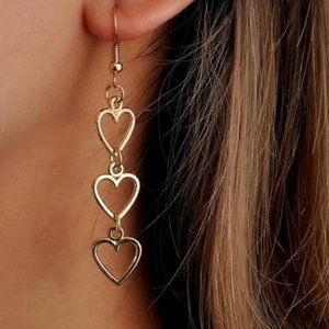 Gold Trio Heart Earrings